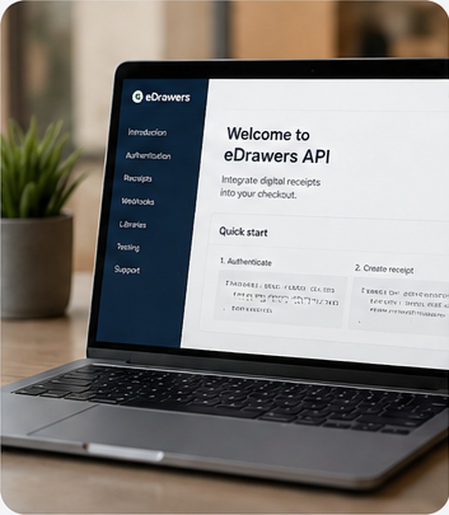 A laptop showing the eDrawers API documentation